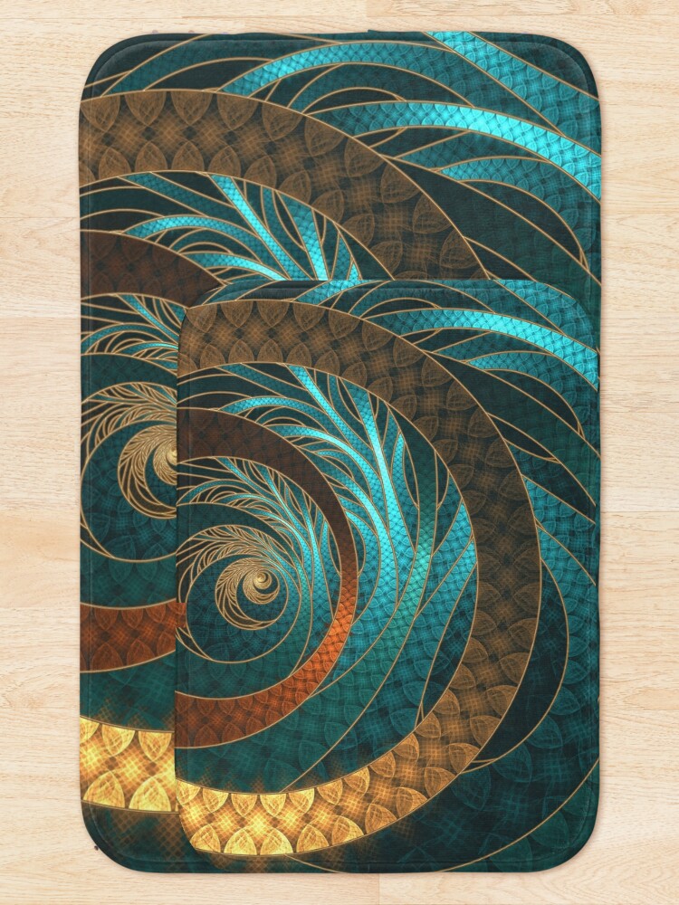 Alternate view of Beautiful Corded Leather Turquoise Fractal Bangles Bath Mat