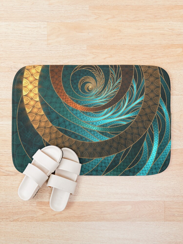 Alternate view of Beautiful Corded Leather Turquoise Fractal Bangles Bath Mat