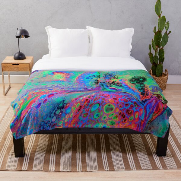 Electric Leopard Pattern Super Fluid Soul Acrylic Pour Design Throw Blanket