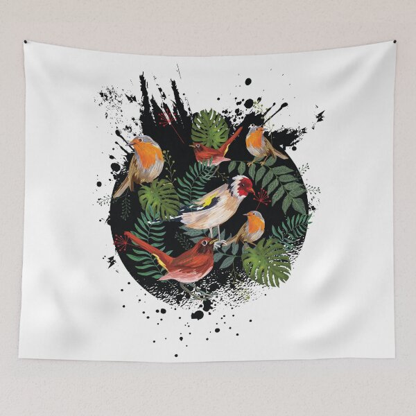Item preview, Colorful Tropical Birds Illustration Artwork. designed and sold by emphatic.