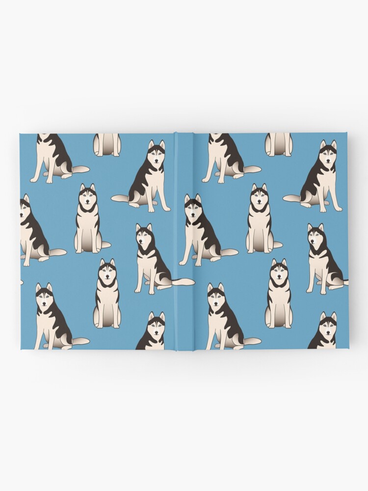 Alternate view of Husky Dogs on blue (with stickers) Hardcover Journal