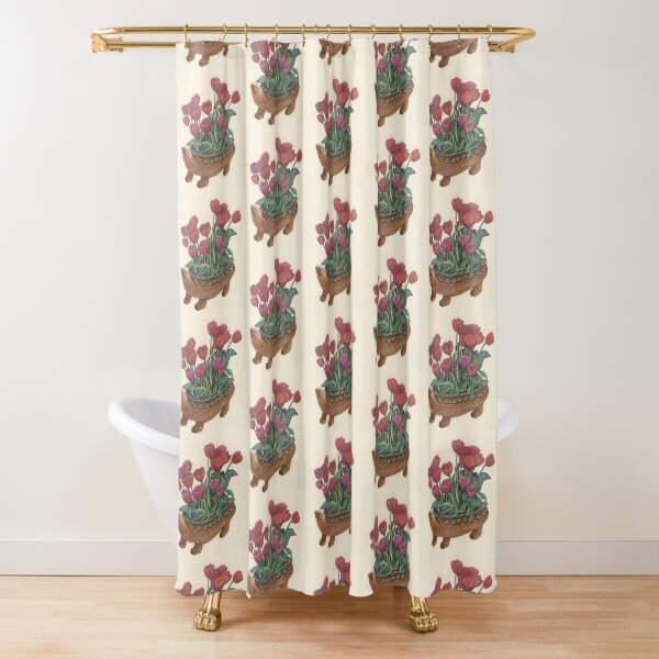 Turtle and Tulips Shower Curtain