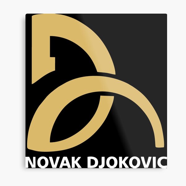 Novak Djokovic Tennis Player Logo Gold White Metal Print