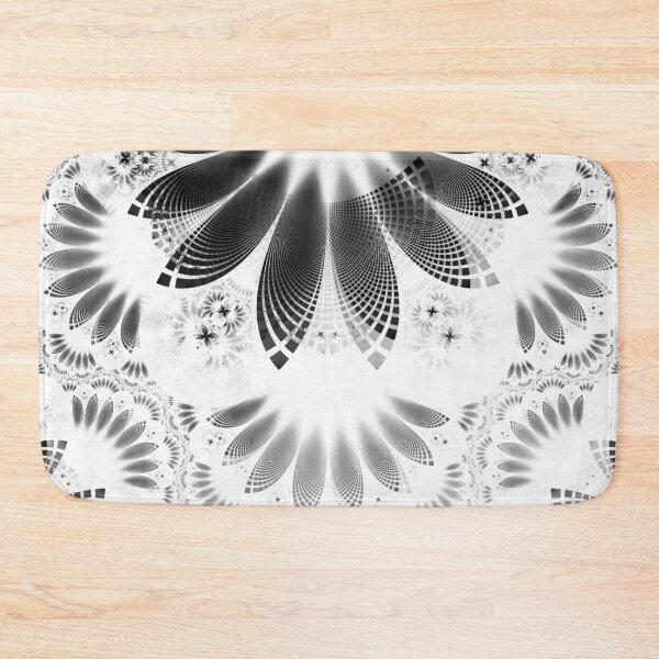 Item preview, Silver Shikoba - Beautiful Black on White Fractal Paisley Forming Feathered Wings designed and sold by San Jaya Prime.