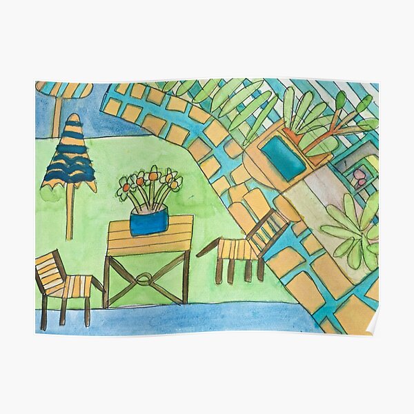 Mexican Courtyard Zionart Zion Levy Stewart Poster