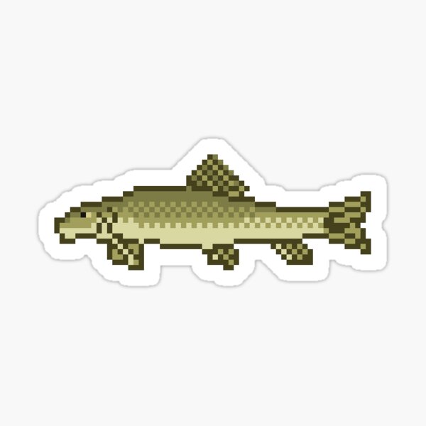 White Sucker Fish - Pixel Art Sticker Sticker