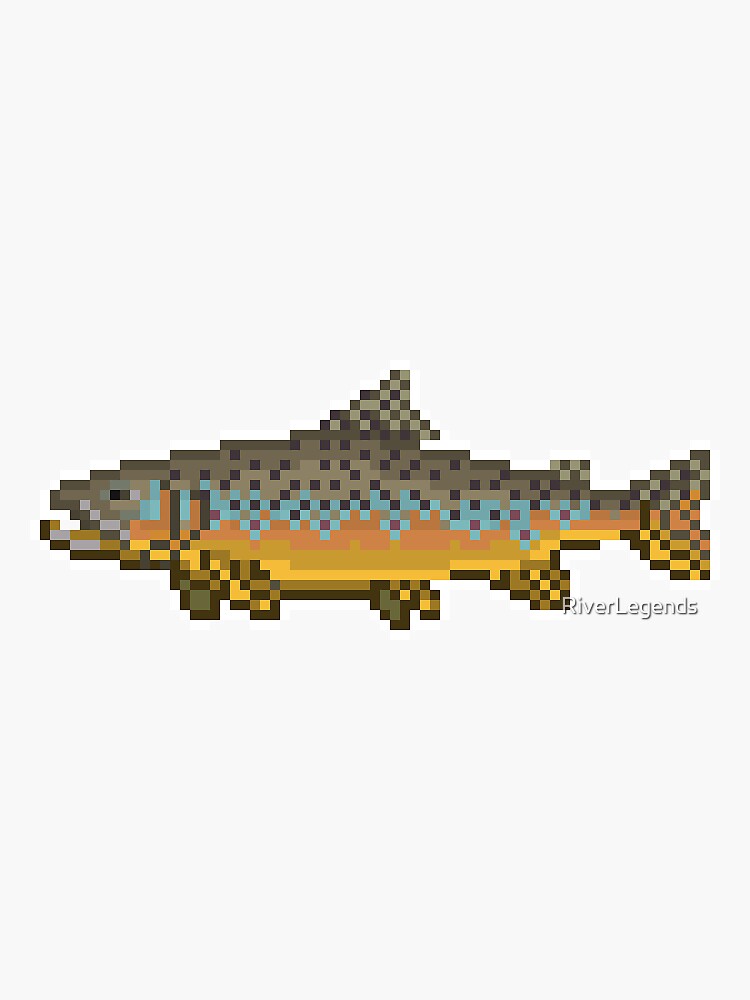 "Trophy Brown Trout Sticker Pixel Art" Sticker for Sale by