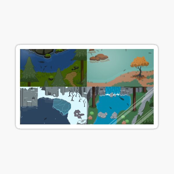 Pixel Art Fishing Scenes - River Legends Print Sticker