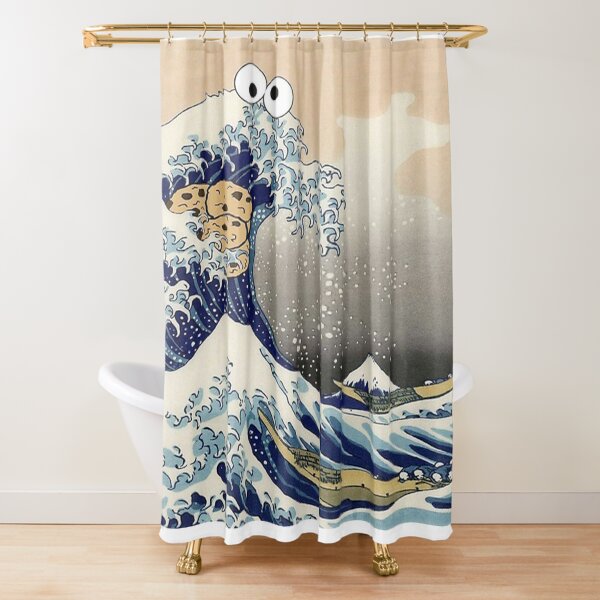 Great Wave off Kanagawa purple T-Shirt Shower Curtain