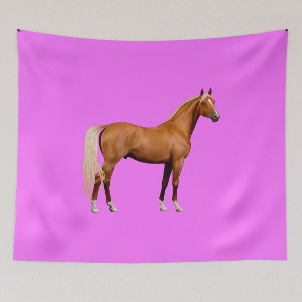 Item preview, BROWN HORSE ON PINK FLAMINGO designed and sold by PetsandBeyond.