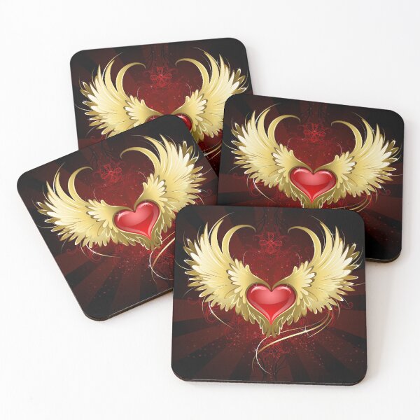 Item preview, Red Heart with Golden Wings ( Gold Wings ) designed and sold by Blackmoon9.