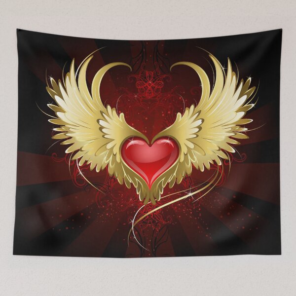 Item preview, Red Heart with Golden Wings ( Gold Wings ) designed and sold by Blackmoon9.