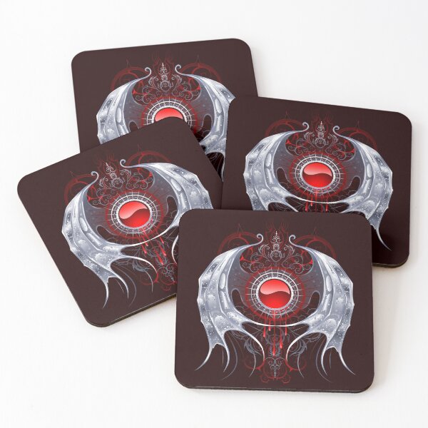Item preview, Round banner with silver wings ( Vampire wings ) designed and sold by Blackmoon9.