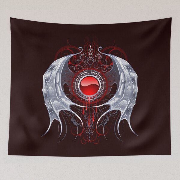Item preview, Round banner with silver wings ( Vampire wings ) designed and sold by Blackmoon9.