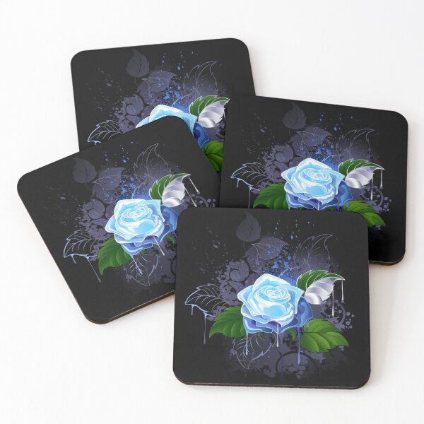 Item preview, Blue rose on black background designed and sold by Blackmoon9.