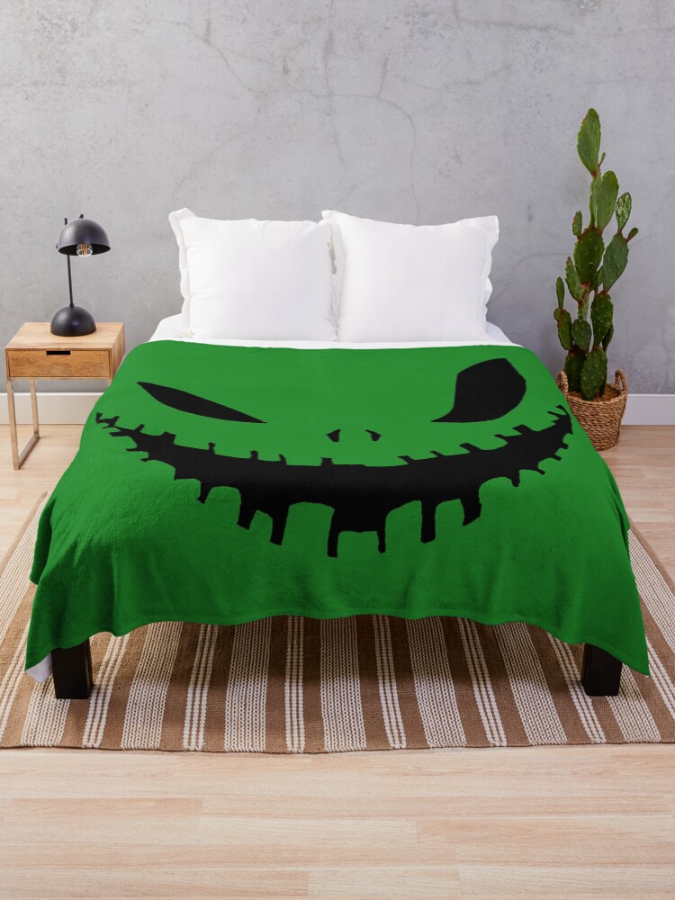 Thumbnail 1 of 6, Throw Blanket, Oogie Boogieman - Nightmare Before Christmas - Halloween, Boogie, Man, Green, Monster, Bugs, Sack, Movie, Fandom, Geek, Geekery, Nerd, Nerdy designed and sold by CanisPicta.