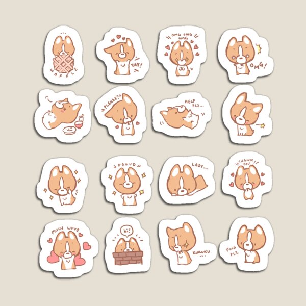 Waffle the Corgi Sticker Pack Magnet