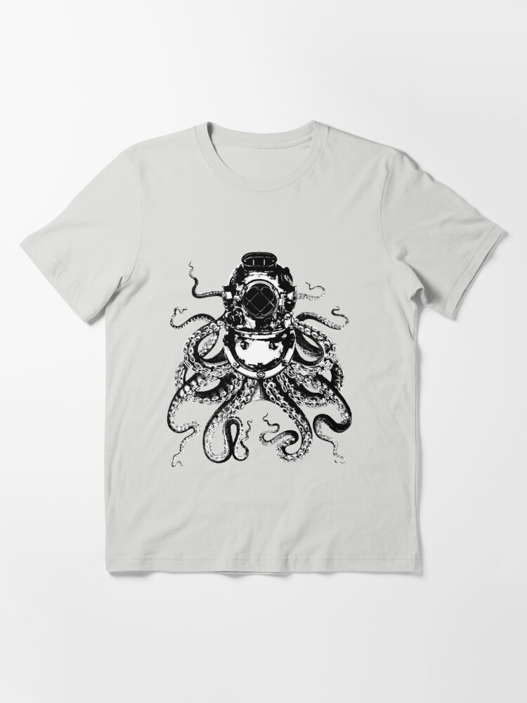 Diver Octopus Mens PRINTED T-SHIRT Helmet Ocean Tentacles Anchor Sailor Sea 