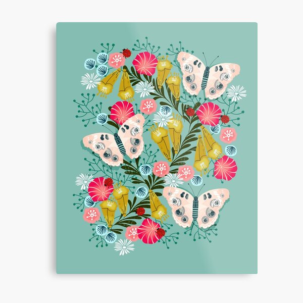 Buckeye Butterly Florals by Andrea Lauren Metal Print