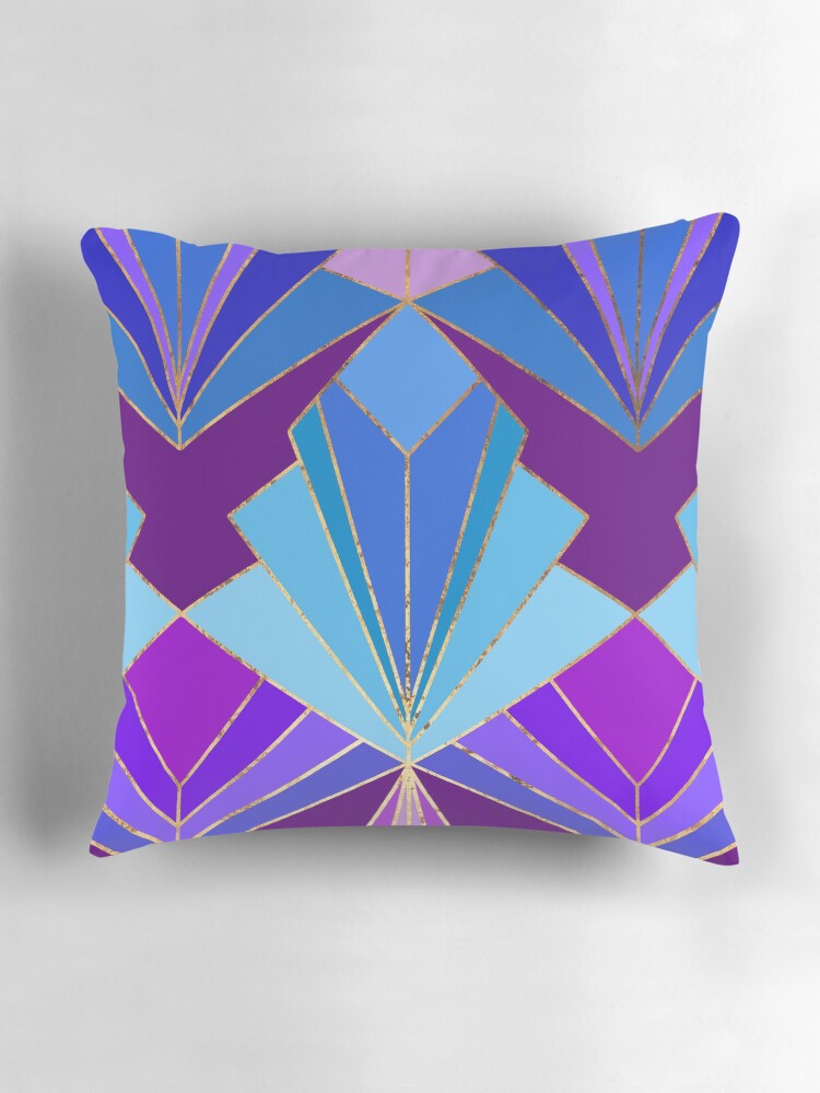 Art Deco Large Purple Cushions Peacock Art Deco Large Scale