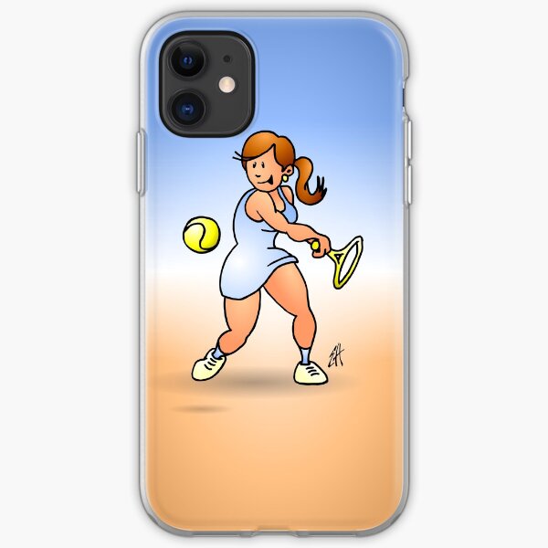 Tennis girl hitting a backhand iPhone Soft Case