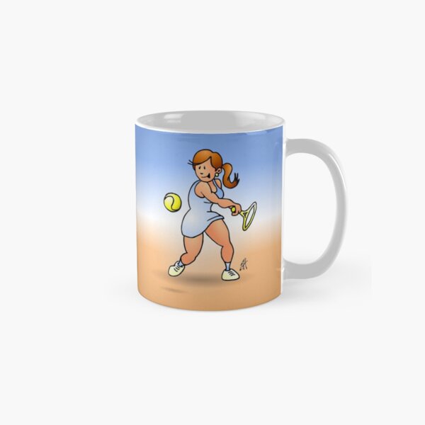 Tennis girl hitting a backhand Classic Mug