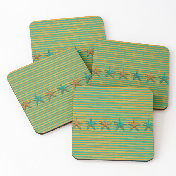 Item preview, Lines with Starfish in Turquoise and Mustard designed and sold by MarCanton.