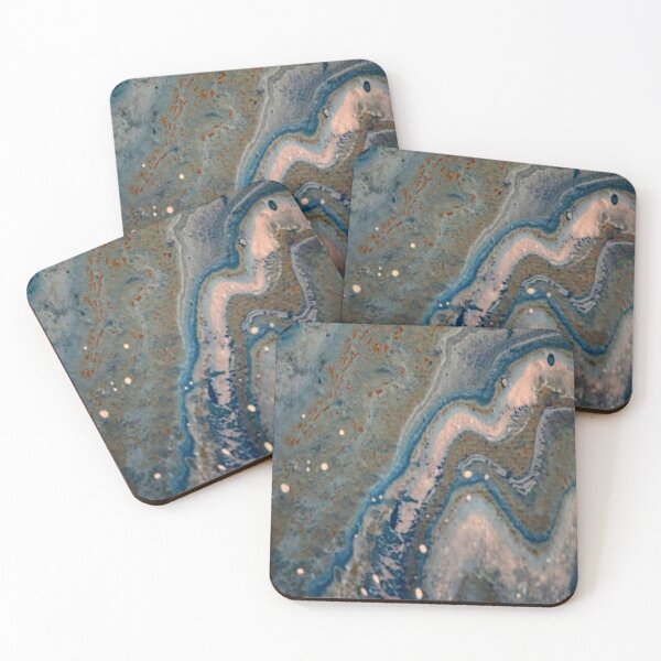 Item preview, Detail of abstract composition in blue and copper tones designed and sold by silviaromo.