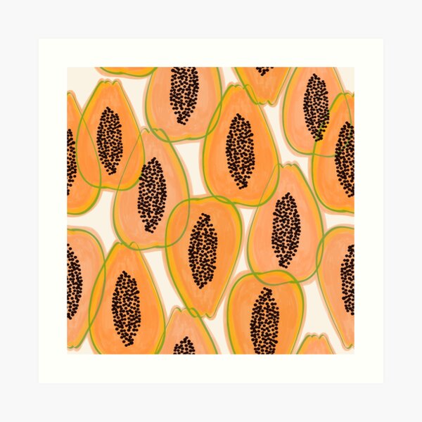 Papaya Cravings #illustration #pattern Art Print