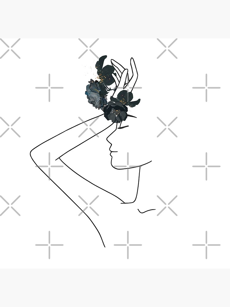 Hot Summerday - Line drawing - Woman with flowers by UtArt