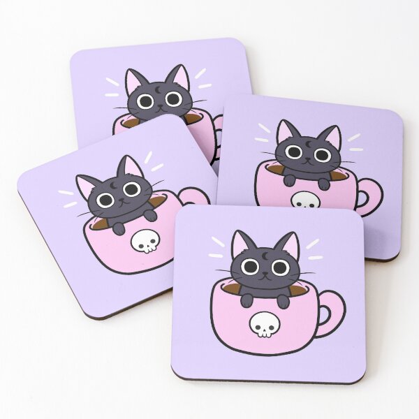 Pastel Coffee Cat | Nikury Coasters (Set of 4)