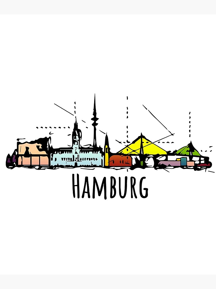 "Hamburg Funny Skyline Germany Cartoon Sketch" Poster by IvonDesign