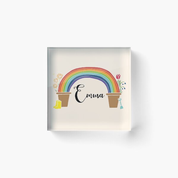 Item preview, personalised rainbow and flowerpots - Emma designed and sold by abi bryan design.