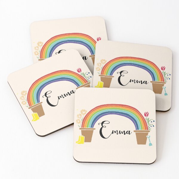 Item preview, personalised rainbow and flowerpots - Emma designed and sold by abi bryan design.