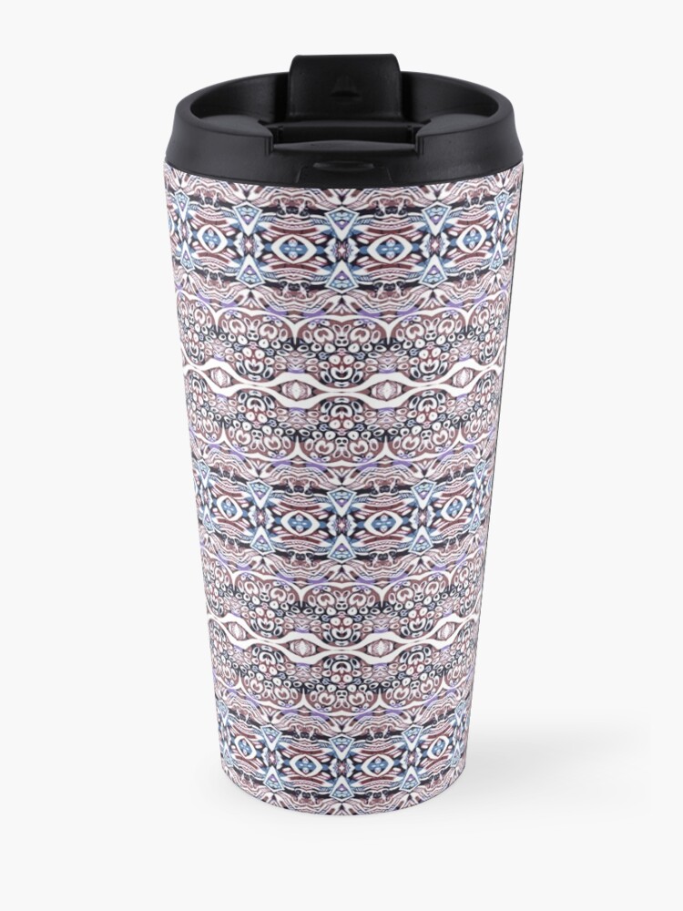 "BlueBeige Boho Pattern" Travel Mug by floraaplus Redbubble