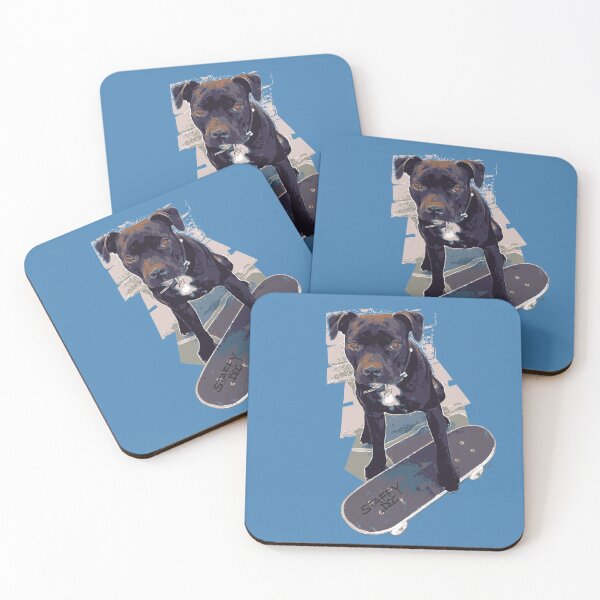 Item preview, SK8 Staffy Dog Skater colour pic designed and sold by StaffyDognCo.
