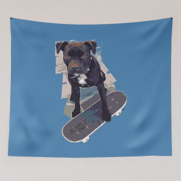 Item preview, SK8 Staffy Dog Skater colour pic designed and sold by StaffyDognCo.