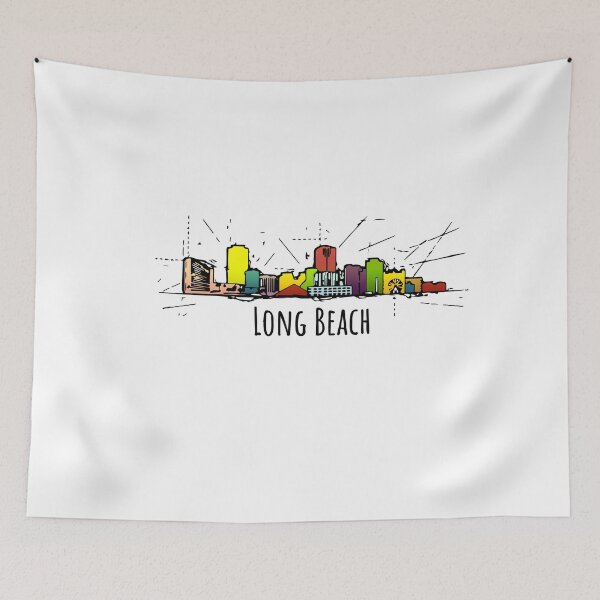 Item preview, Long Beach Cartoon California Skyline  designed and sold by IvonDesign.