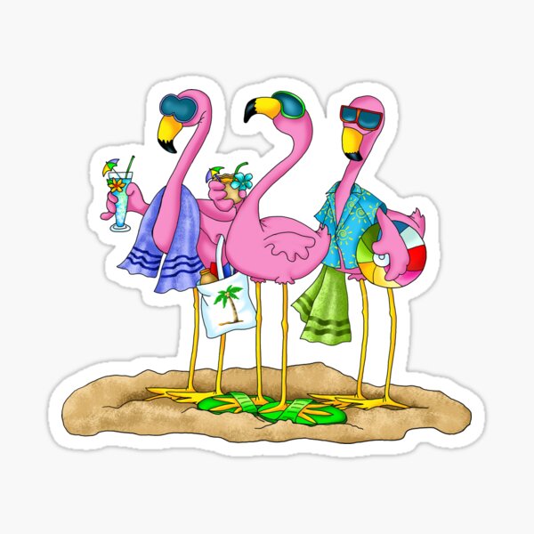 Flamingo Beach Party Sticker