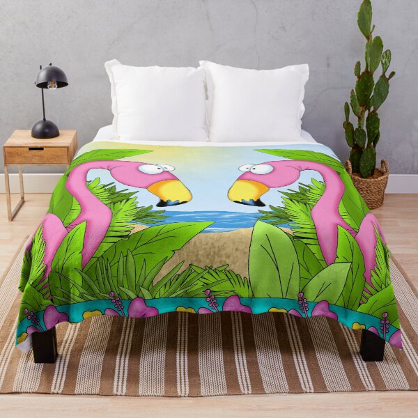 Flamingo Beach Party Throw Blanket