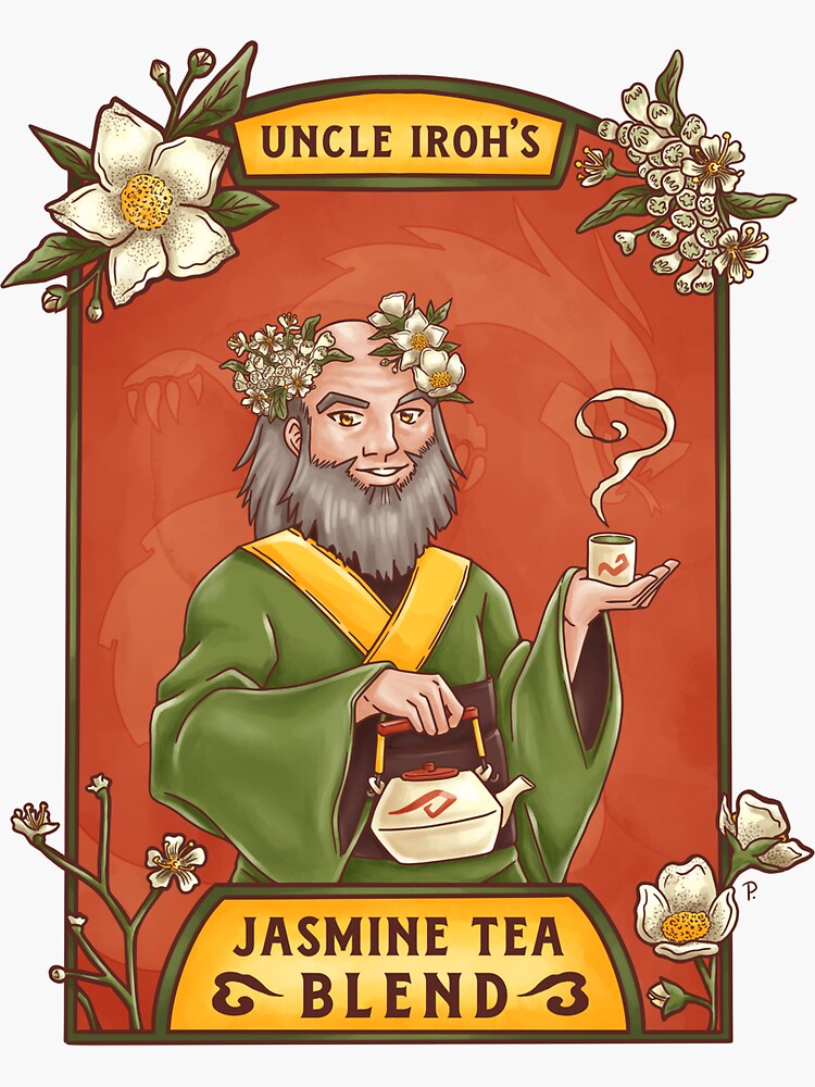 "Uncle Iroh's Jasmine Blend Tea" Sticker for Sale by theprintedpaige