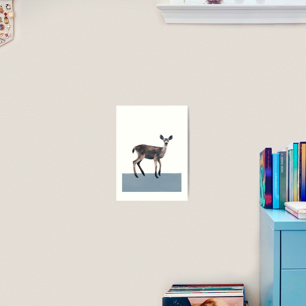 Deer on Slate Blue Art Print