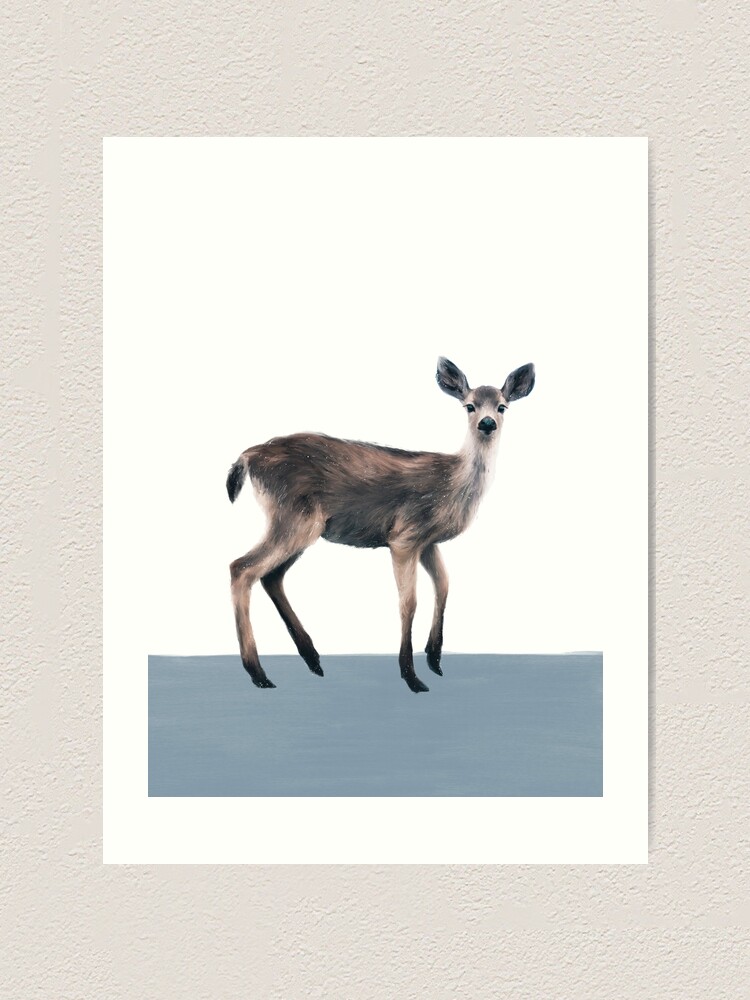 Alternate view of Deer on Slate Blue Art Print