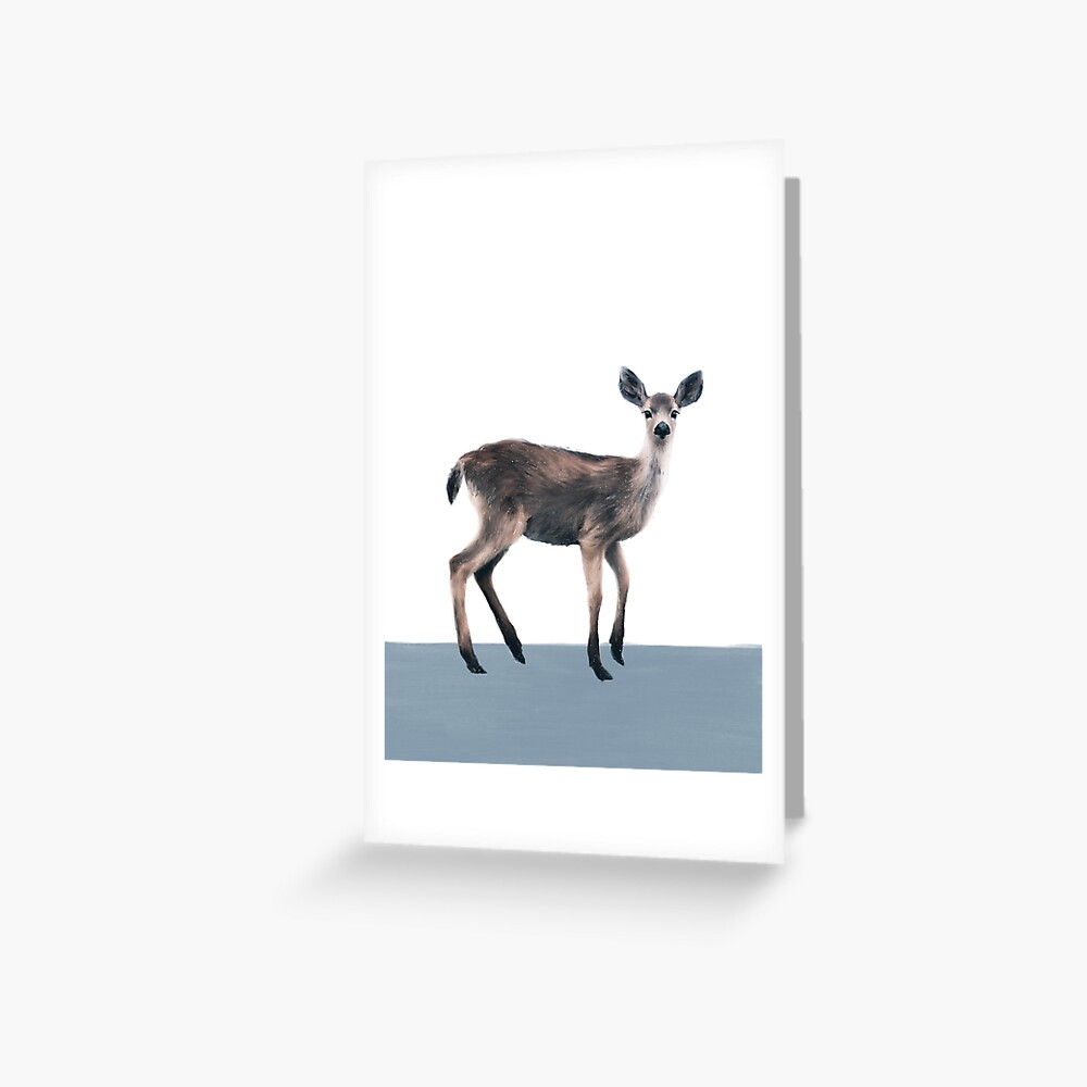 Deer on Slate Blue Greeting Card