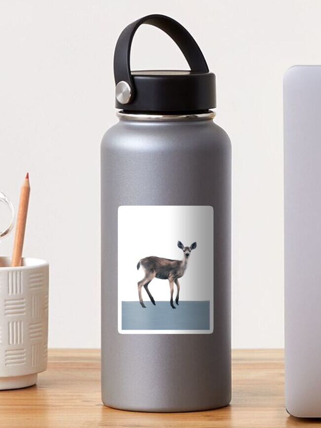Thumbnail 1 of 3, Sticker, Deer on Slate Blue designed and sold by Amy Hamilton.