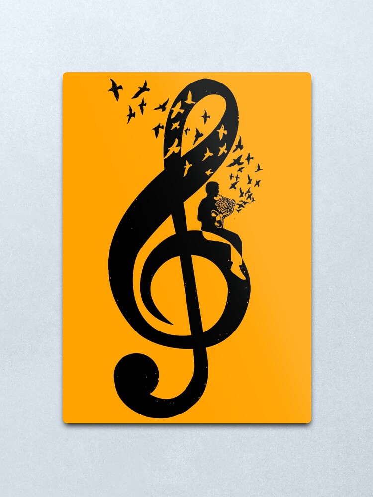 Alternate view of Treble Clef - French Horn Metal Print