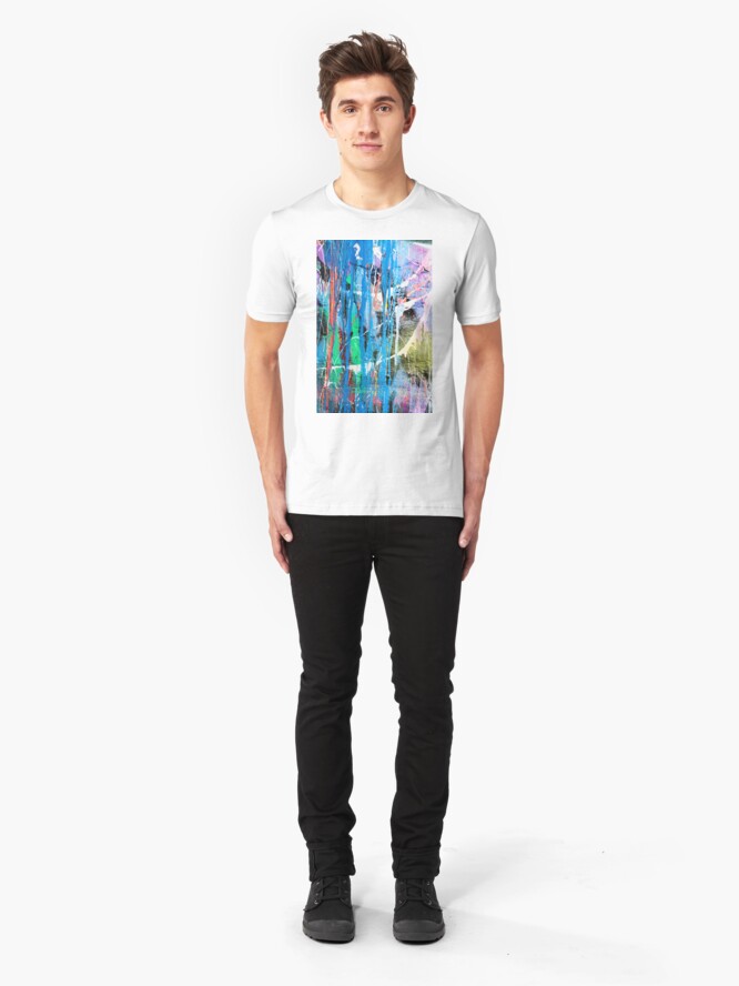 Alternate view of Dripping paint graffiti wall Slim Fit T-Shirt