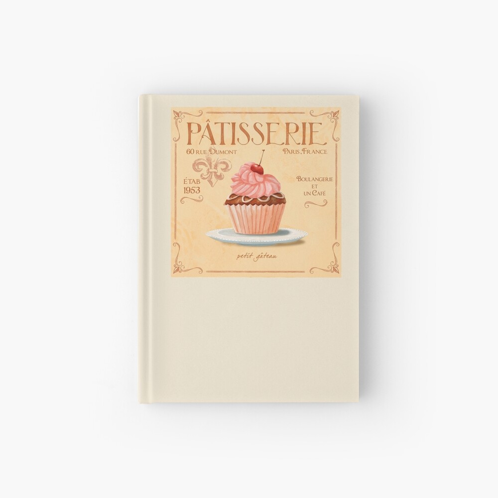 Patisserie Petit Gateau Cupcake Art French Typography Hardcover Journal By Fionastokes Redbubble