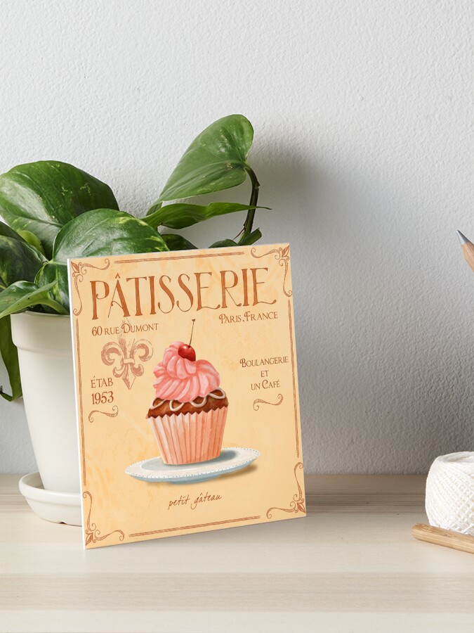 Patisserie Petit Gateau Cupcake Art French Typography Art Board Print By Fionastokes Redbubble
