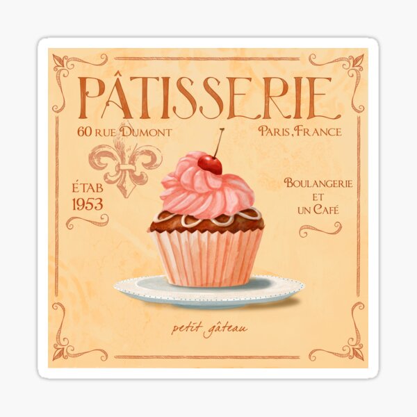 Item preview, Patisserie, Petit Gateau, Cupcake Art, French Typography designed and sold by FionaStokes.